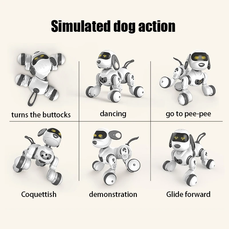 Funny RC Robot Electronic Dog Stunt Dog Voice Command Touch-sense Music Song Robot Dog for Boys Girls Children's Toys 18011