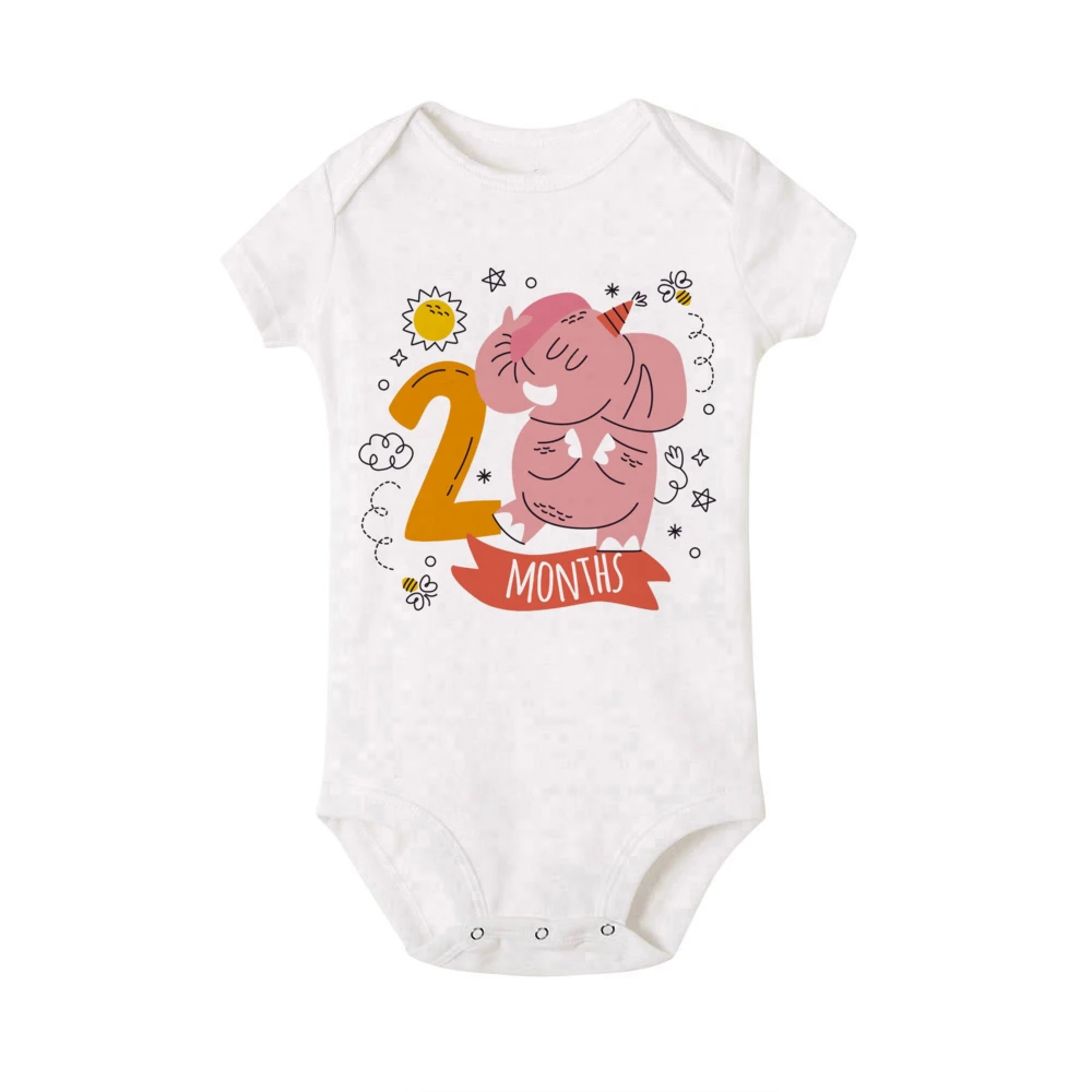 Cute Animal Print Monthly Milestone Baby Grow Bodysuit Newborn 1-12 Months Pictur Monthly Jumpsuit Clothes Infant Shower Gifts