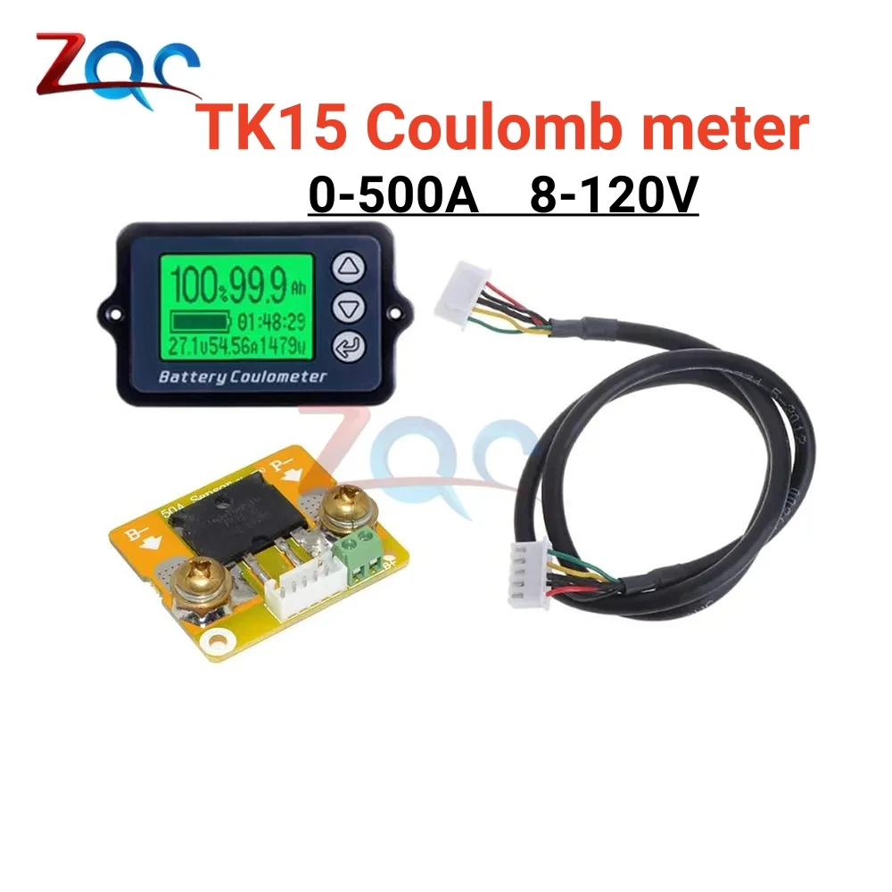 

DC 8 -80V 50A Battery Coulomb Counter Professional Precision Vehicle Battery Tester Electric Quantity Display Monitor TK15