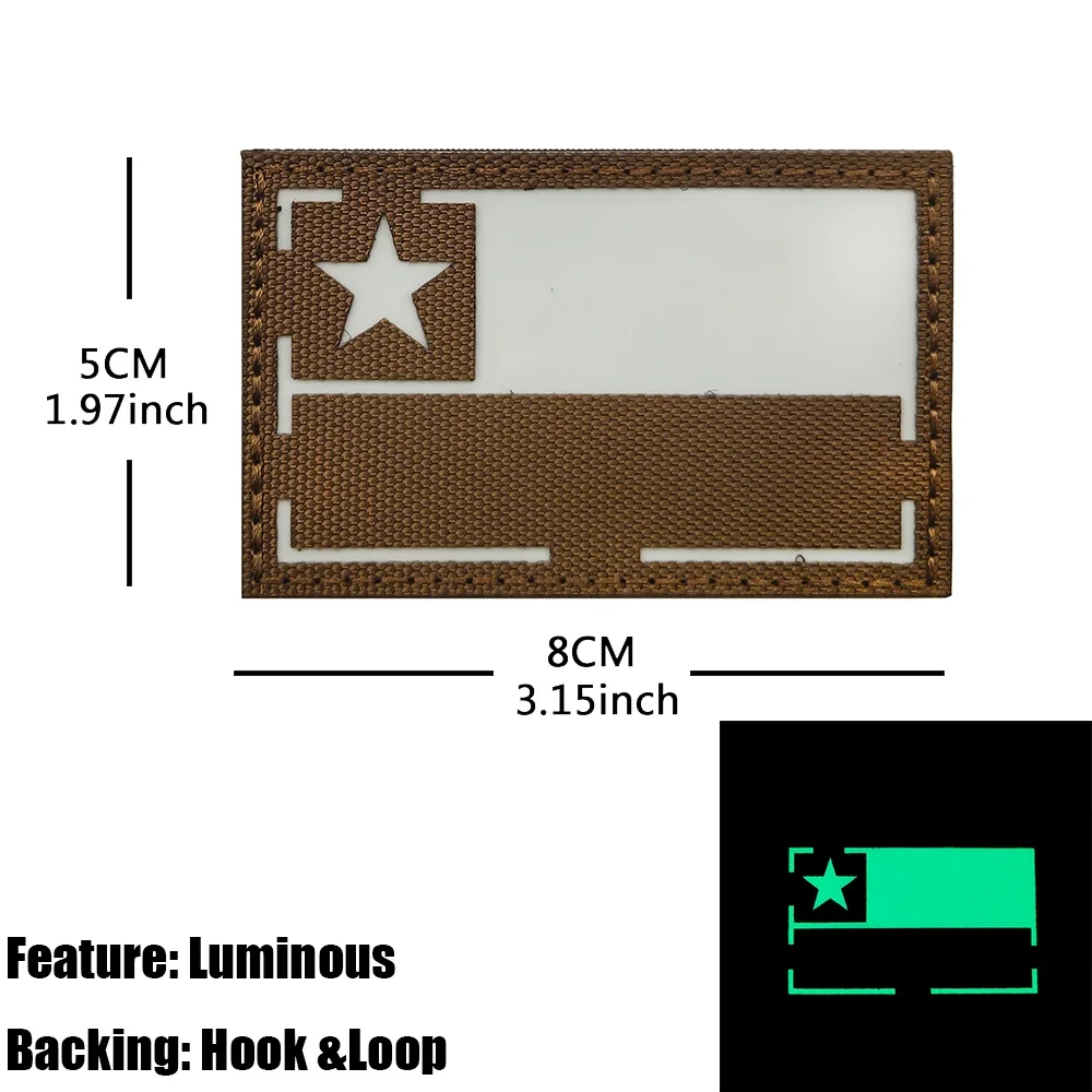 Chile Flag Tactical Patches Reflective IR for Jacket Shoulder DIY Sew-on with Hook And Loop Backing
