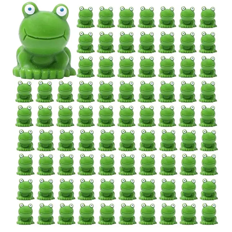 AEE8-Mini Frogs 100 Pack, Mini Frog Garden Decor, Green Frog Figurines, Mini Frogs Resin Figurines, Mini Frogs Figurines