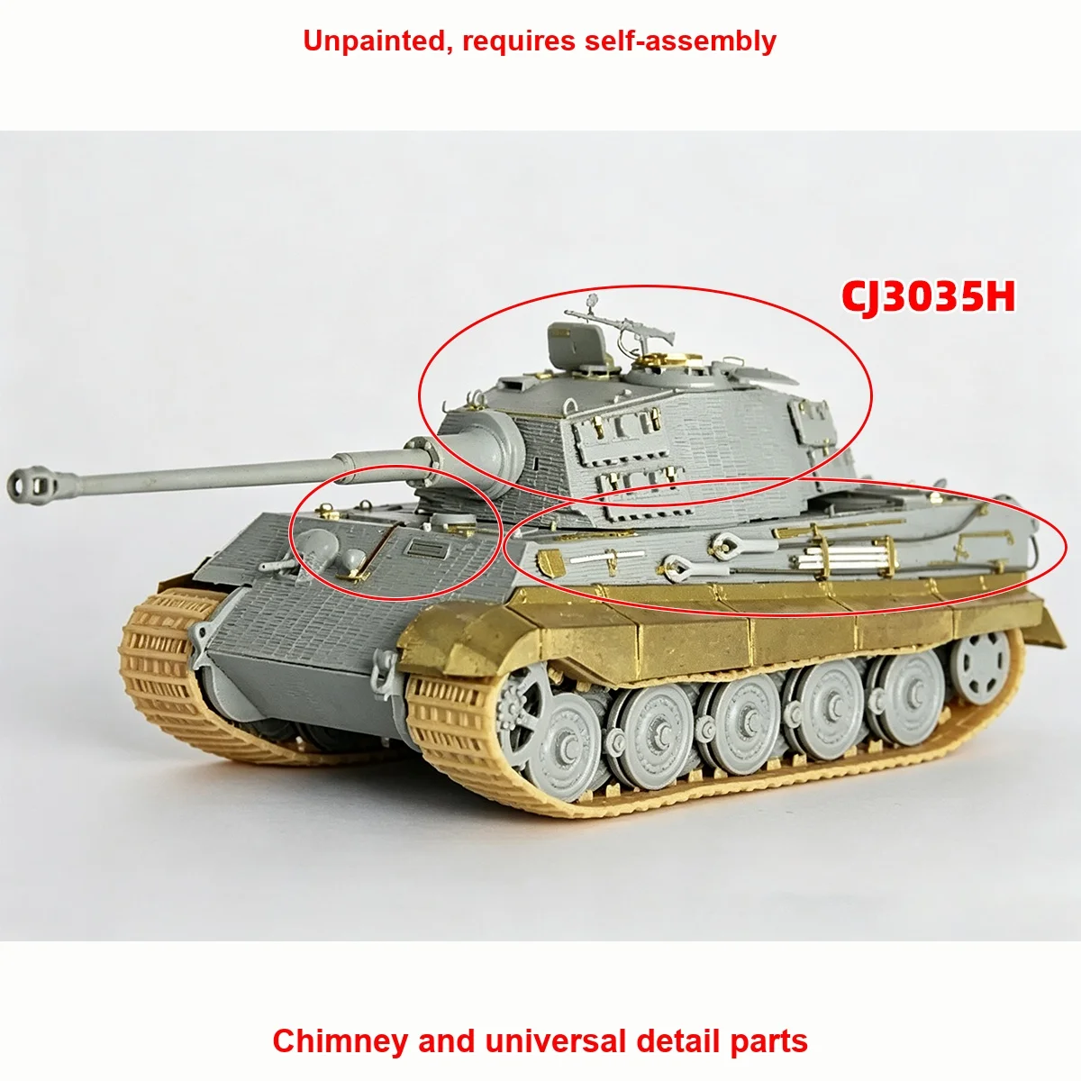 1/35 Modellbausatz Diorama Miniatur PE Panzer King Tiger II Upgrade-Teile Unbemalter Lufteinlassgitter Auspuff Universal DIY – Detail 8