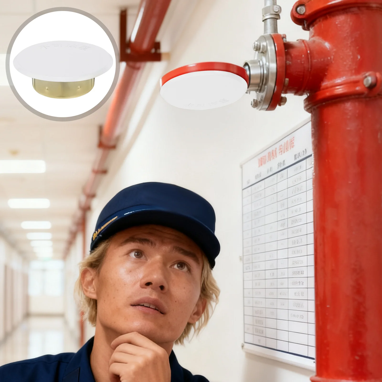 

4pcs Concealed Sprinkler Cover Plate Metal Fire Sprinkler Decorative Cap For Ceiling Residential Commercial Areas, Flat Guard