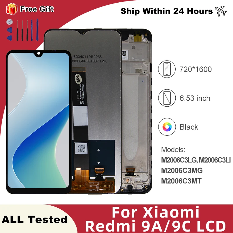 IPS для Xiaomi Redmi 9A ЖК-дисплей с сенсорным экраном и дигитайзером, запасные части с рамкой для Redmi 9C ЖК-дисплей IPS для Xiaomi Redmi 9A ЖК-дисплей с сенсорным экраном и дигитайзером, запасные части с рамкой для Redmi 9C ЖК-дисплей