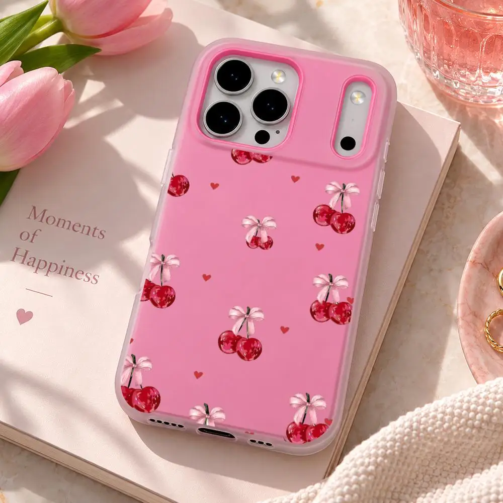 Cute Pink Heart Bow Cute Pink Heart Bow Phone Case IPhone 18 17 16 15 14 13 Pro Max 2 In 1 Jelly Case Soft Matte Cover view 2