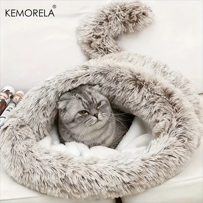 1 Stück Winter-Schlafsack aus weichem Plüsch, dick, für Katzen, warmes und gemütliches Bett für kleine Haustiere, maschinenwaschbar, Schlafsack mit flauschiger Textur