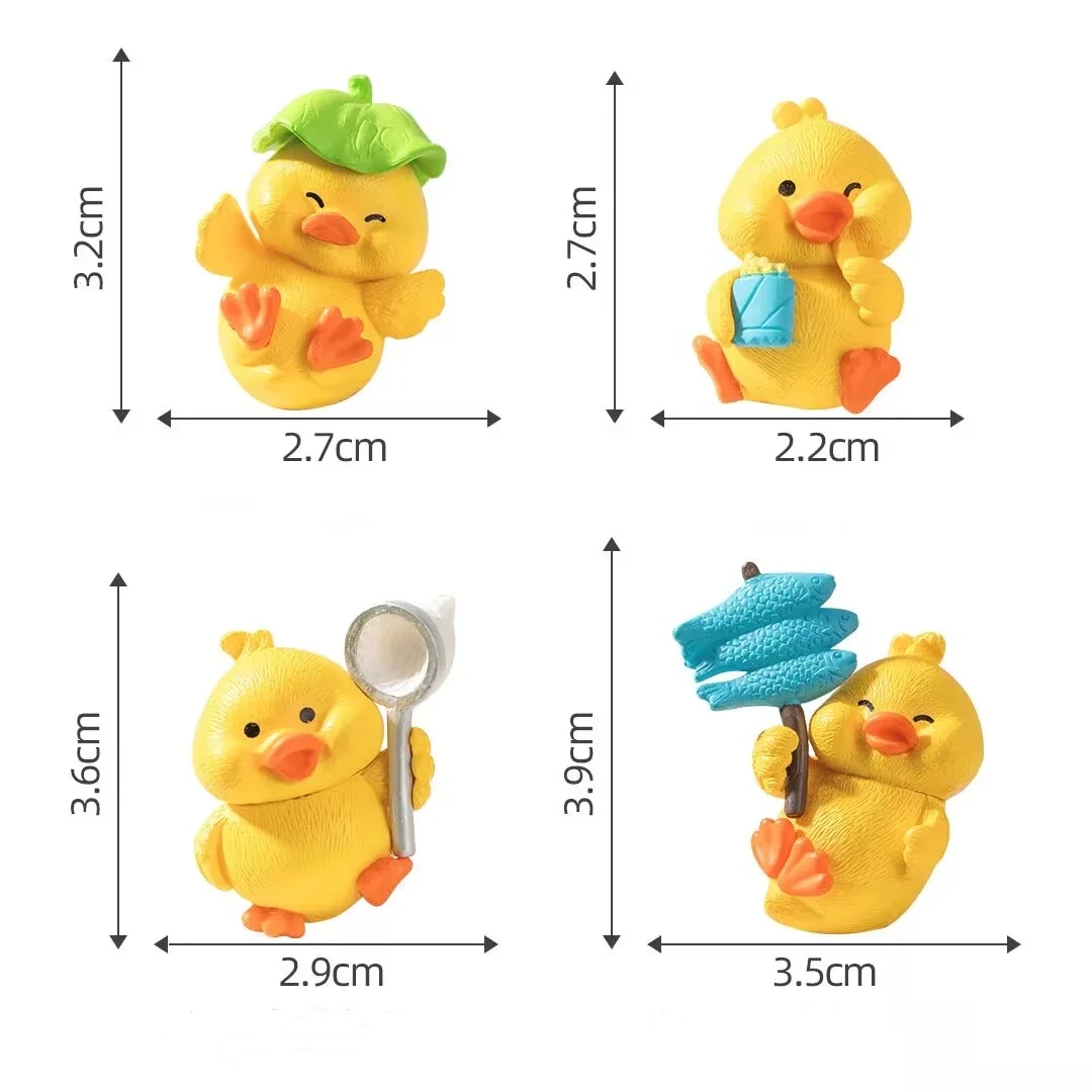 4Pcs/Set Cartoon Figure Little Yellow White Duck  Animal Doll Micro-landscape Gardening Decoration Desktop Ornaments 2-4CM