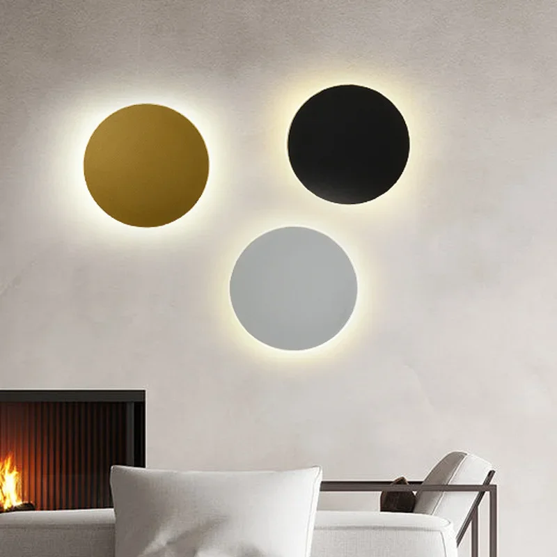 Modern Round Wall Lamp Bedroom Bedside Living Room Background Corridor Hallway Staircase Eclipse Light Led Sconce Lighting