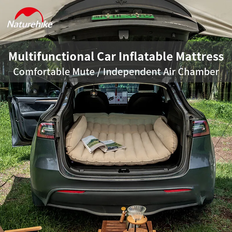 Naturehike Portable Car Travel Inflatable Bed 1-2 Persons SUV/MPV Car Universal Rear Seat Sleeping Mat Camping PVC Air Bed