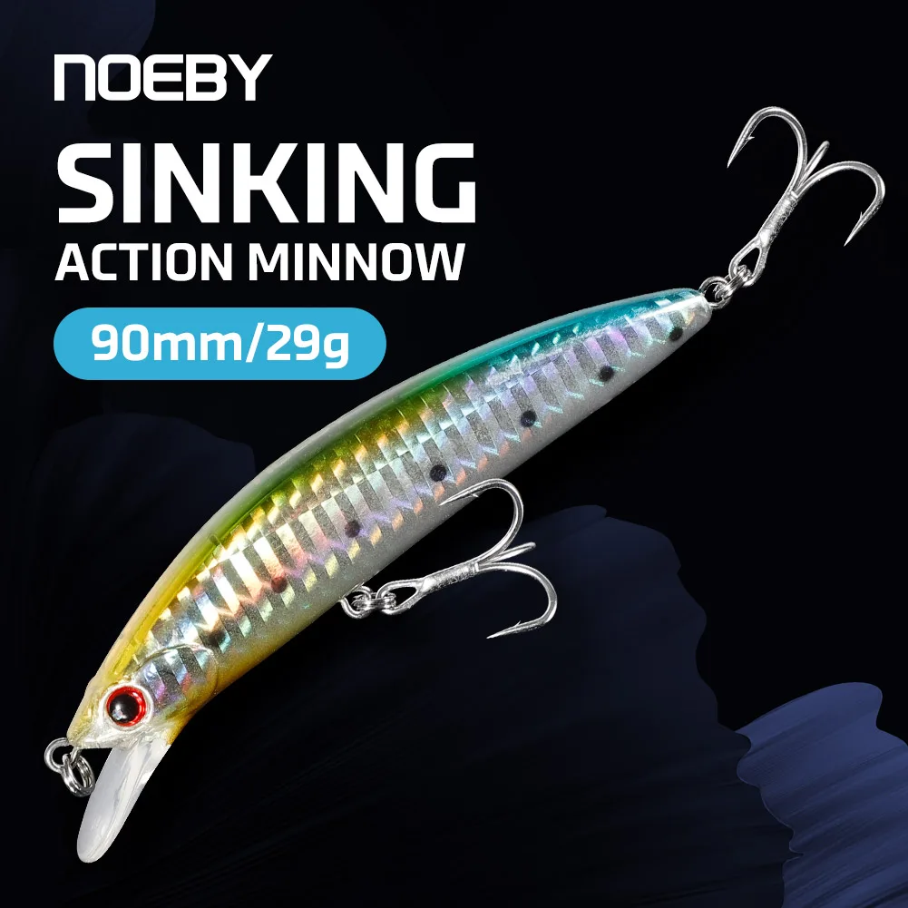 Воблер NOEBY Sinking Minnow 90 мм 29 г для дальнего заброса, джиггинга с берега, джеркбейт, для морского окуня, для морской рыбалки в открытом море