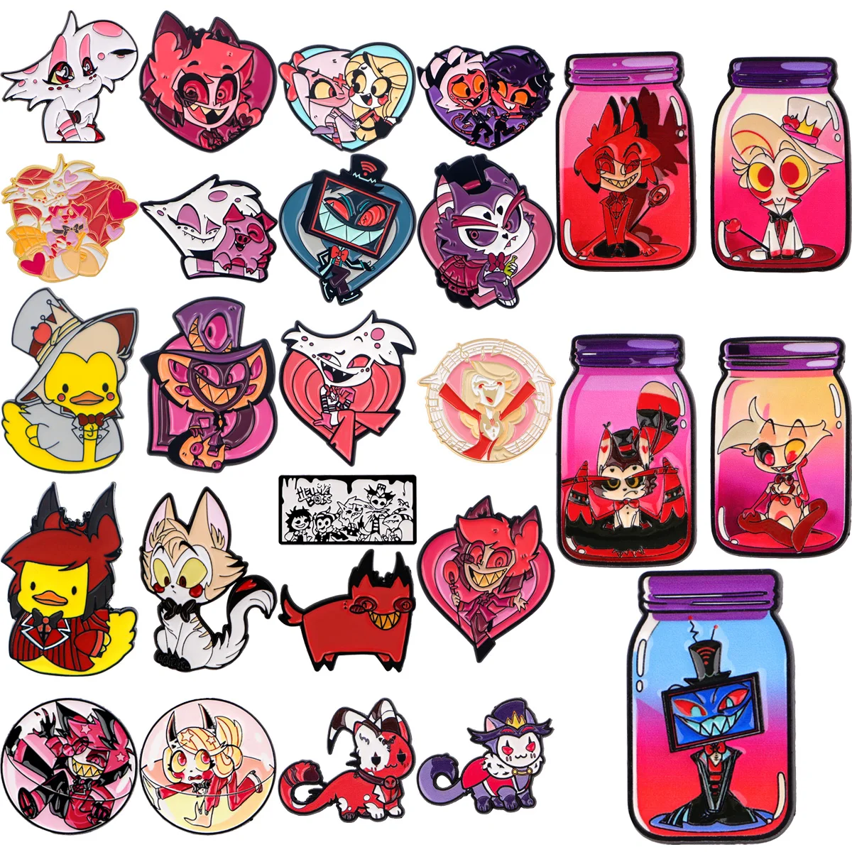 Fantasy-Cartoon-Engel Emaille-Anstecknadel Reversnadeln Anime-Broschen Abzeichen Dämonenkatzen-Brosche für Kleidung Rucksäcke Schmuck Geschenke Freunde