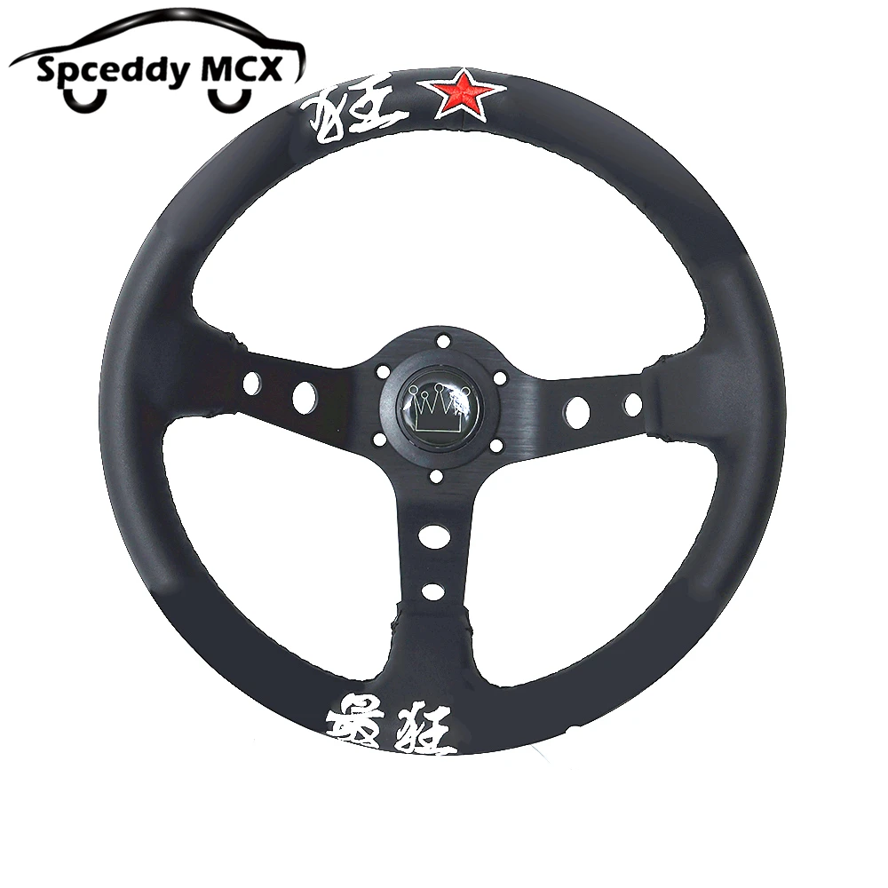 

13inch 320mm JDM Classic Drift Racing Steering Wheel Real Leather Car Universal With Accessories 326Power