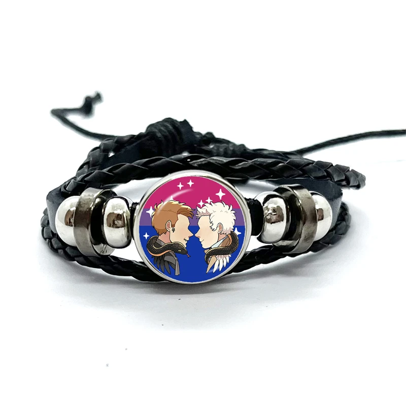 Good omens Leather Bracelets Angel Colourful contexts Funny Multilayer Braided Bracelets Bangles Handmade Jewelry Gifts