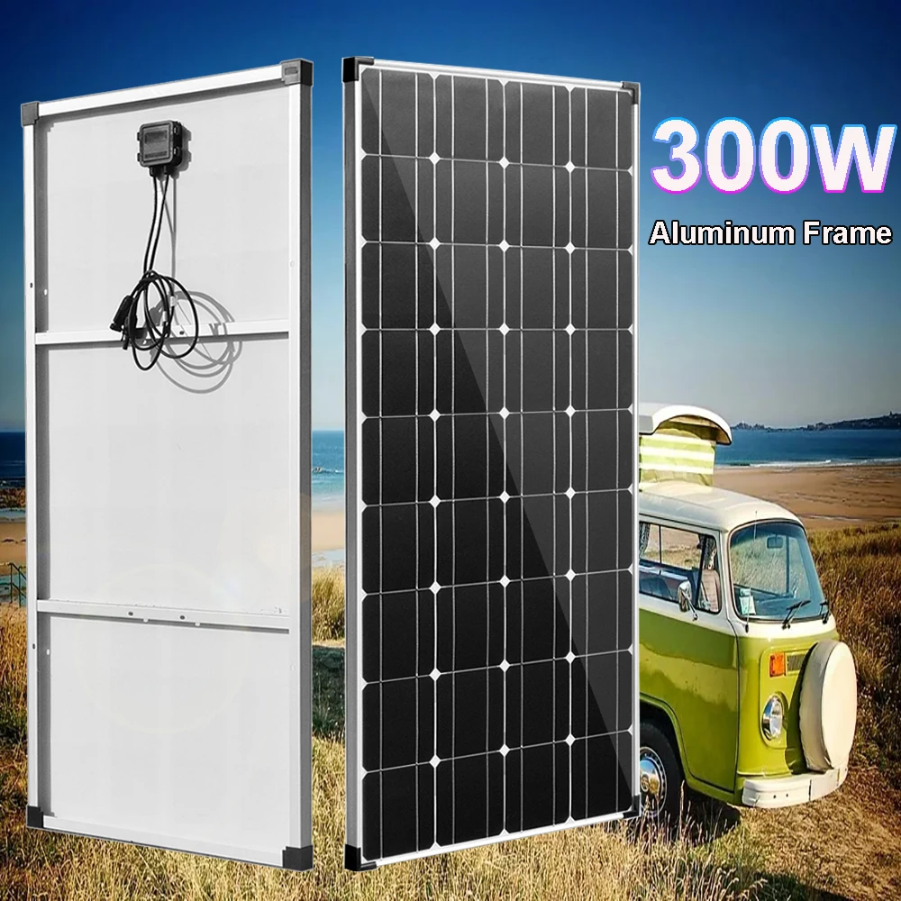 12v solar panel aluminum frame kit complete 300w 150w Photovoltaic panel camper caravan battery charger RV home roof 220v 1000w