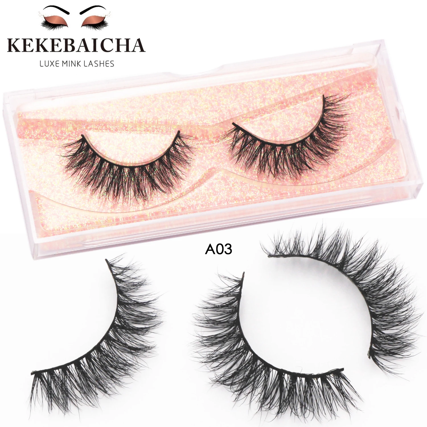 KEKEBAICHA A03 Natural Mink Lashes Short Eyelashes False Eyelashes 100% Cruelty-free 3D Mink Eyelashes Makeup Lashes for Beauty