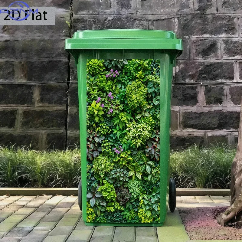 2D Flat Printing 1pc Trash Can Sticker ×cm Green Plant Wall Full of Vitality Theme Design Self-Adhesive Wall Decal Wallpaper S