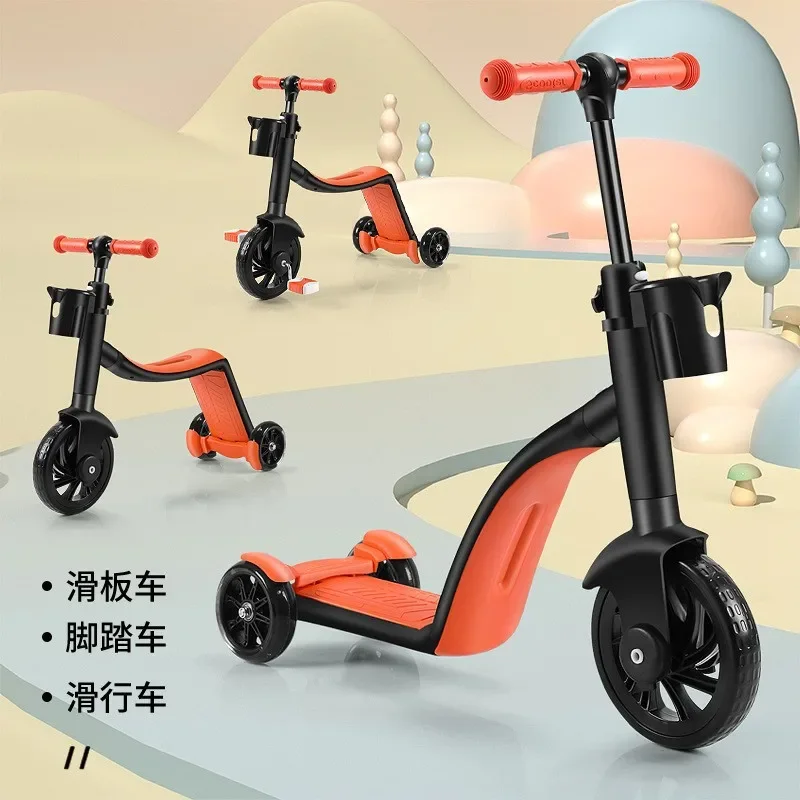 

3 in 1 Children's Scooter Folding Male and Female Baby Tricycle Balance Car Multi-function Bicycle for 2-6 Years Old