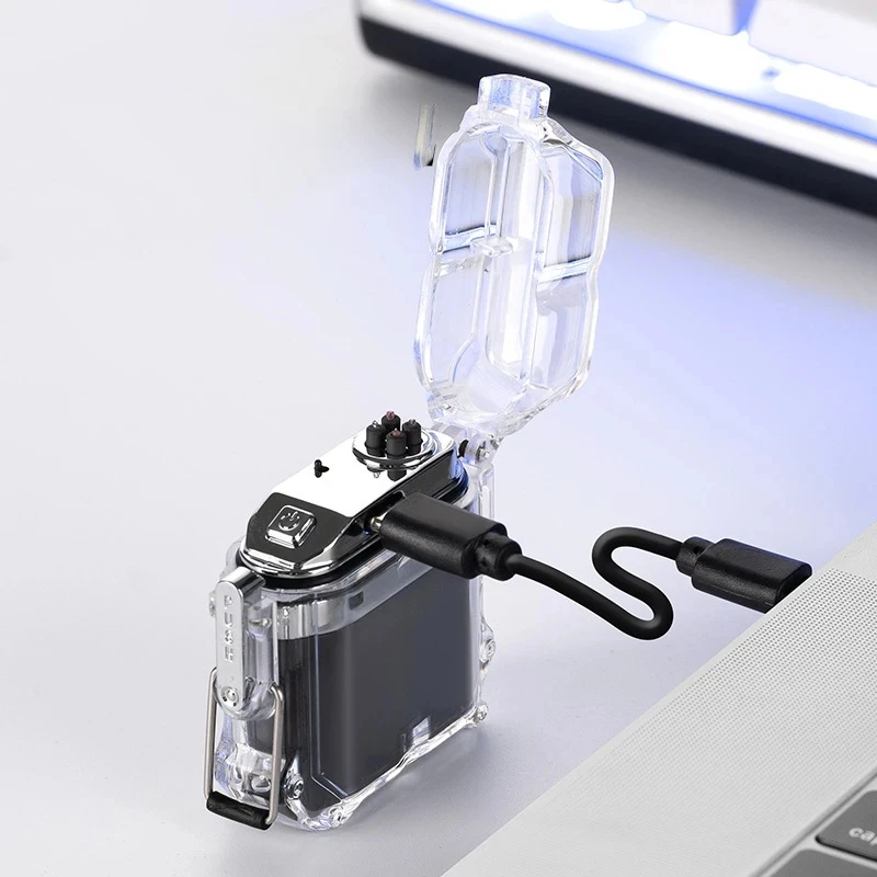 1PC-Outdoor Lighting Electric Lighter - Advanced Transparent Arc Shell Design|Waterproof Power Display | Easy to Charge Portable