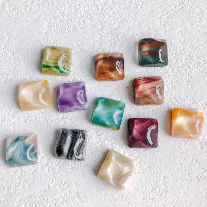 Resin Plastic Flat Back Square Shape Clear Spacer Pendant Earring Accessories Jewelry Component Diy Handmade Material 10pcs