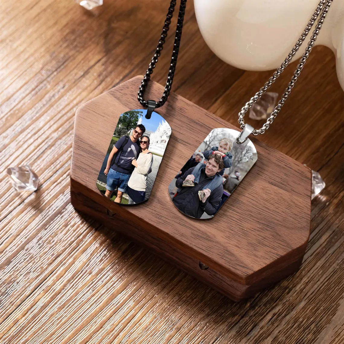 Sifisrri Custom Color Picture Necklace For Women Men Personalized Rectangle Pendant Stainless Steel Jewelry Family Birthday Gift