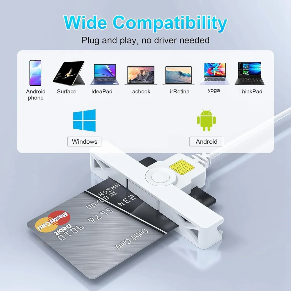 【Superdeals】قارئ بطاقات CAC الذكي USB A Type-C USB الوصول المشترك الإعلان الضريبي SIM/ID/قارئ بطاقات البنك الوصول المشترك CAC Reade