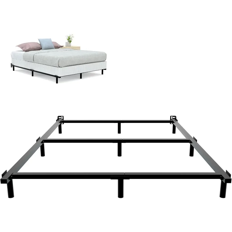 

7 Inch Metal Bed Frame for Box Spring and Mattress 9-Leg Heavy Duty Bed Frame Tool-Free Easy Assembly Sturdy Box Spring Base