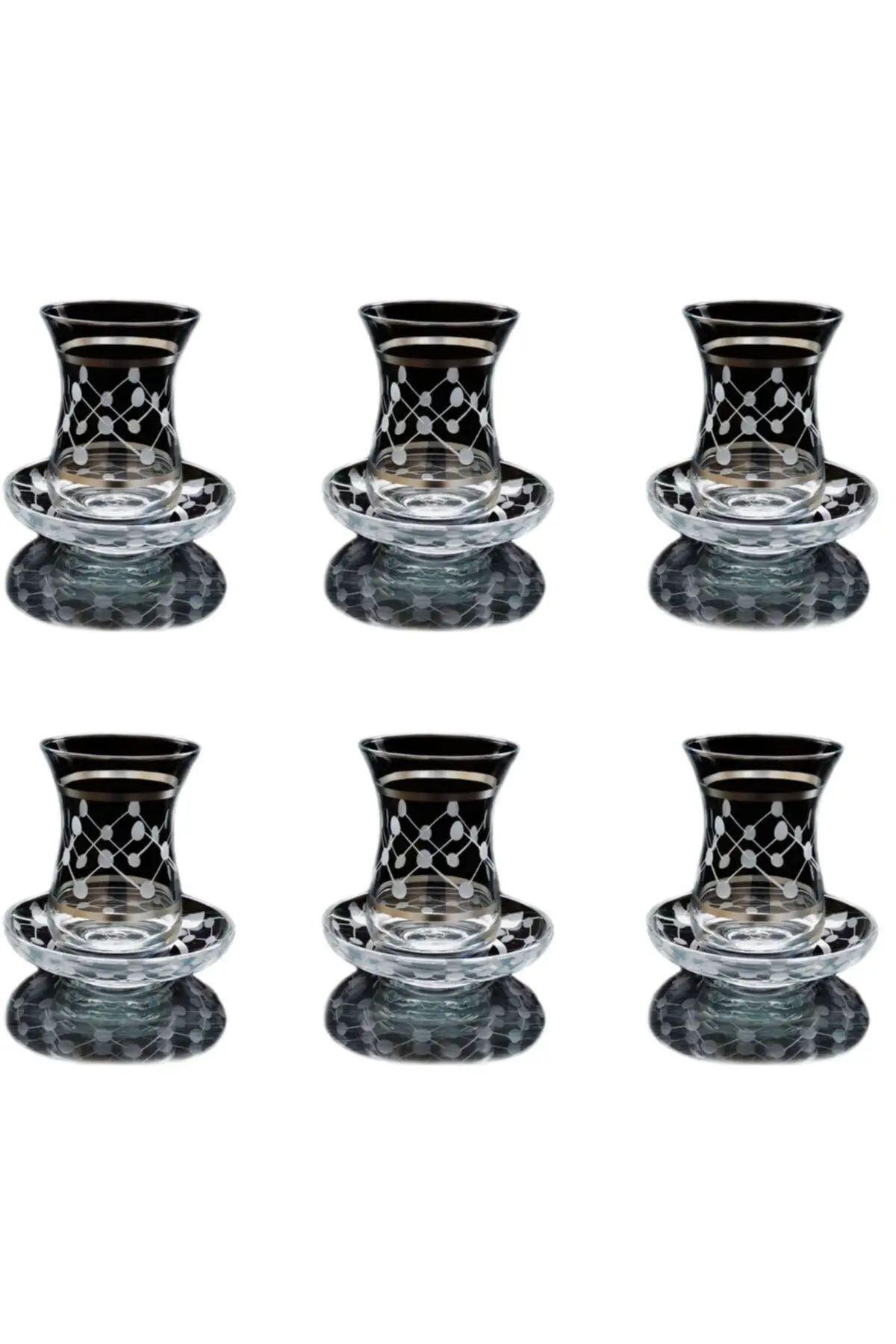 

Large Ajda checkers platinum Tea set 12 piece Turkish Tea Cup Glass Cup Glass Cup Glass Cup