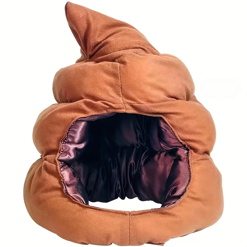 

Funny Poop Plush Hat Satin Lined Head Cover Poop Hat Cute Halloween Beanies Accessories for Women & Men