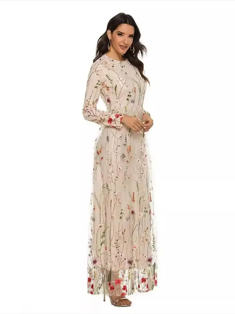 Ramadan Eid Flower Abaya Damen Dubai Islamic Women Muslim Dresses Kebaya Kaftan Robe Musulmane Caftan Marocain Femme