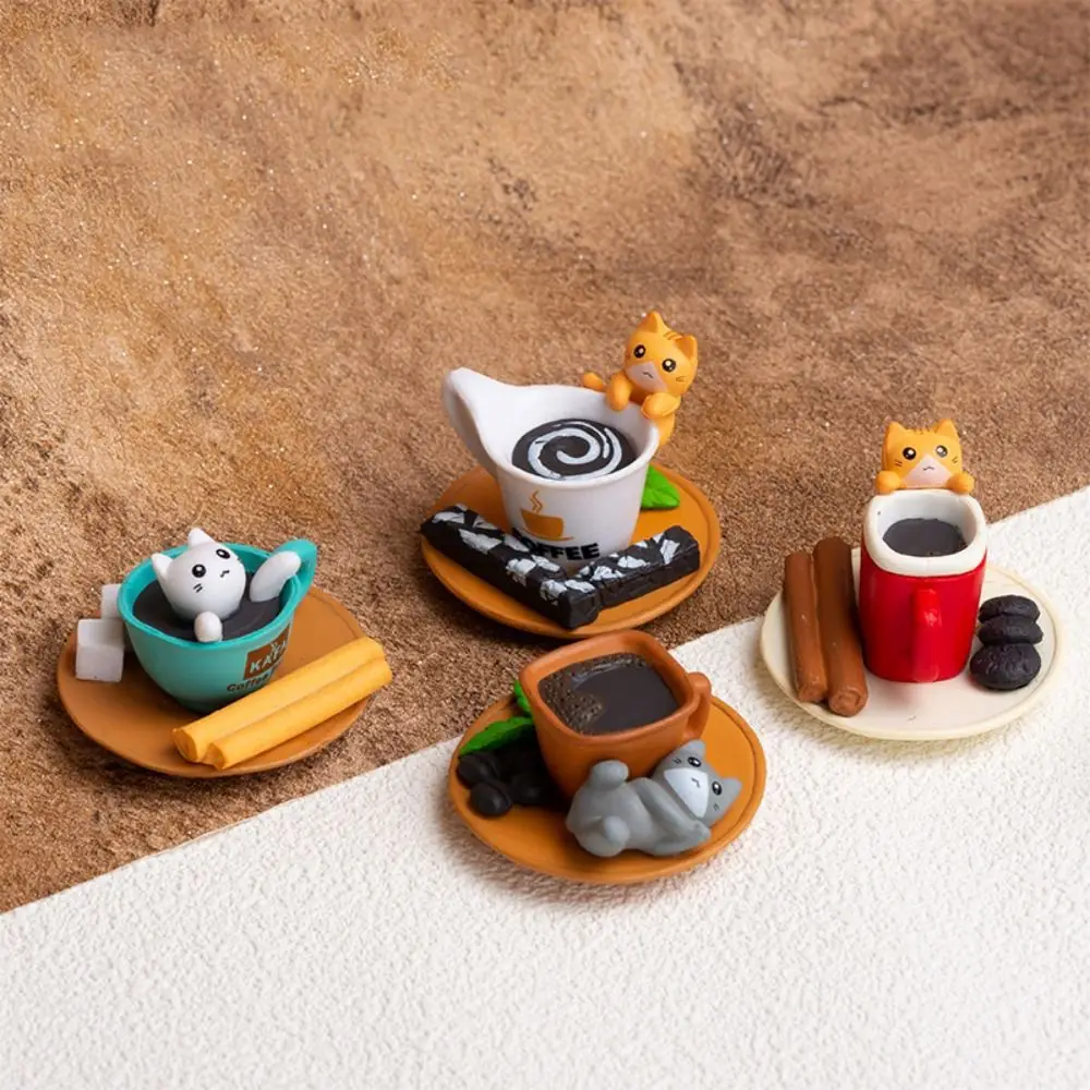 

Crafts Plastic Dessert Coffee Kitten Ornaments DIY Creative Cat Statue Artificial Waterproof Animal Sculpture Car
