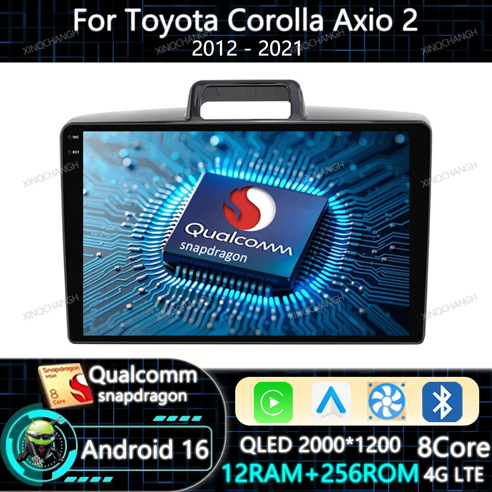 Android 16 Car Radio Carplay Auto For Toyota Corolla Axio 2 Fielder 3 E160 2012 - 2021 Navigation BT 4G WIFI 2DIN GPS Head Unit