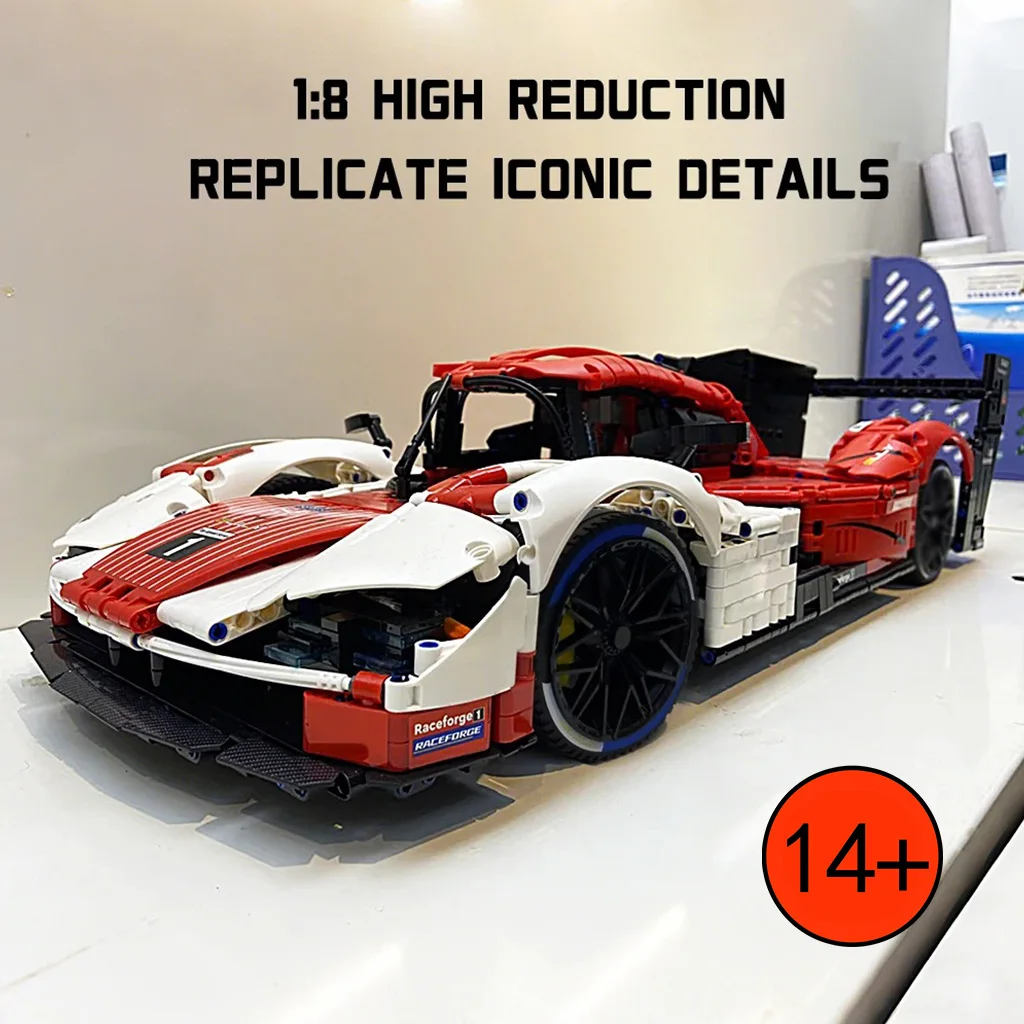 GULY Metallic Purple Plated Hypercar Brick Model 1:8 Scale 3460 Pieces 59cm Endurance Race Car Building Kit DIY Hobby Model for Desk and Shelf Display Premium Collectible Present for Car Hobbyists
