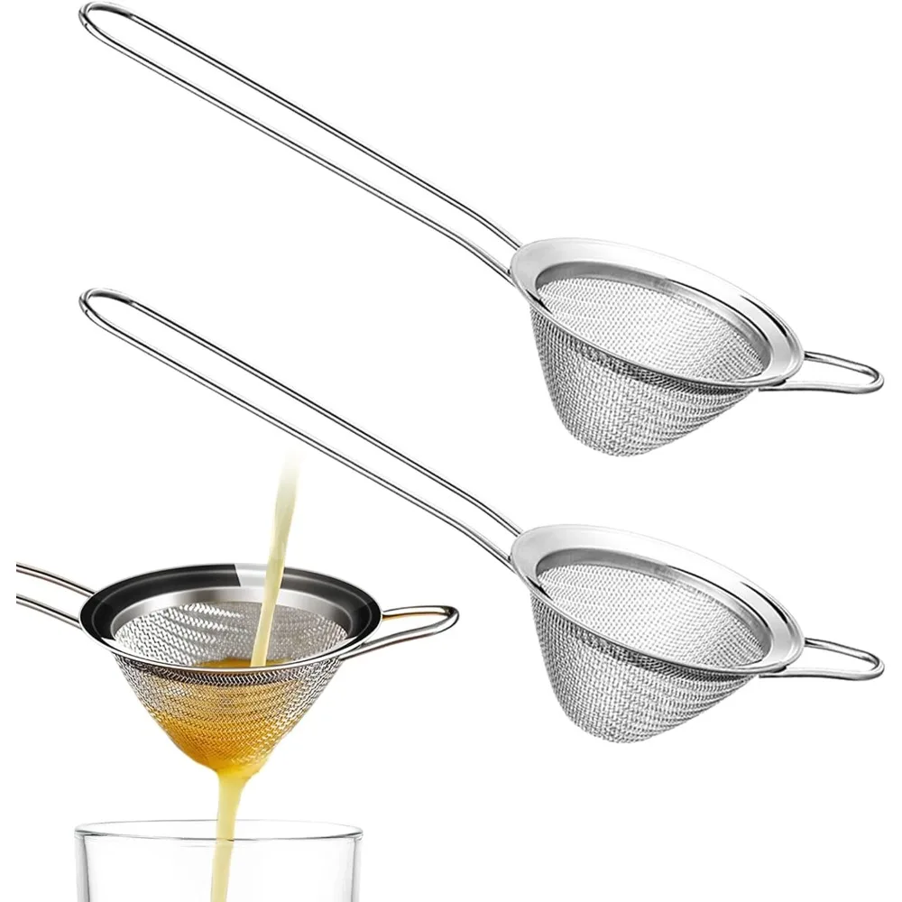 

2-Pack Stainless Steel Fine Mesh Cocktail Strainer – Filters Out Drink Sediment for Cocktails, Ideal for Home Bartenders & Kitch
