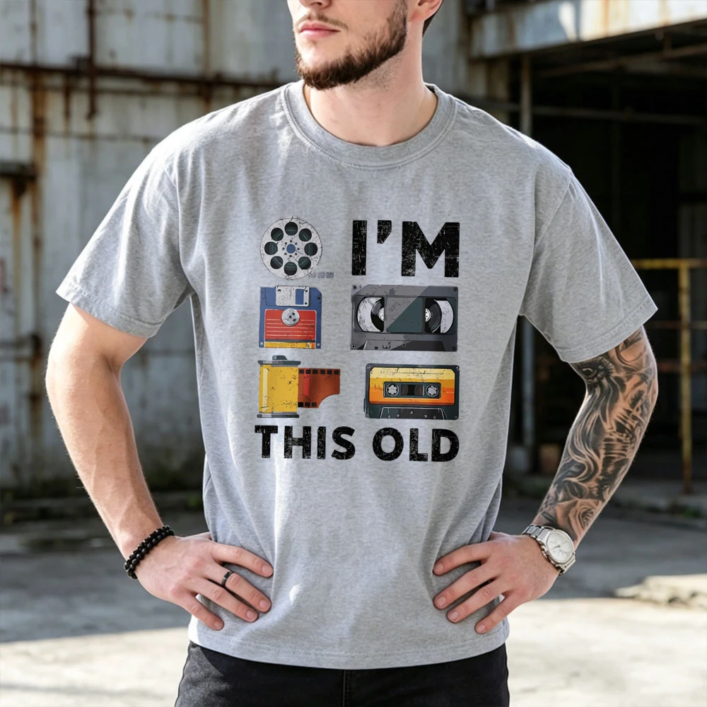 Camiseta de Algodón con Diseño de Casete VHS Retro de los 80s y 90s, Estilo Nostalgia para Amantes de las Películas, Manga Corta, Casual, para Hombre