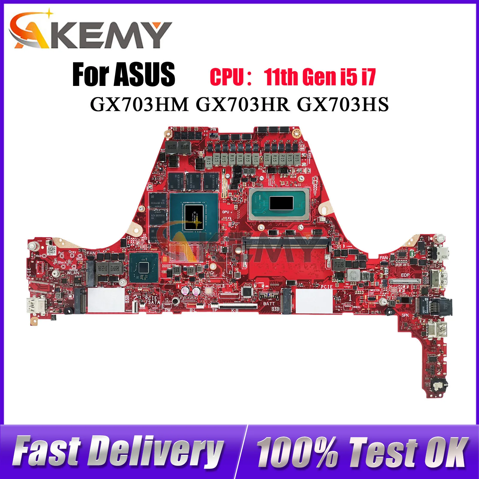 GX703HS Laptop Motherboard For ASUS ROG Zephyrus S GX703HR GX703HS GX703 GX703HM Mainboard With 11th Gen i5 i7 100% tests OK stk