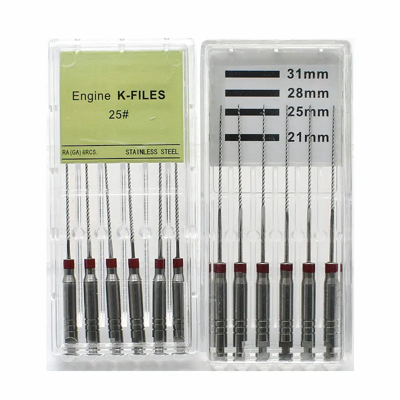 

Dental 6Pcs/Pack Engine K-Files Stainless Steel Endodontic Root Canal Files Dentist Tools Dental Lab Instruments 21/25mm