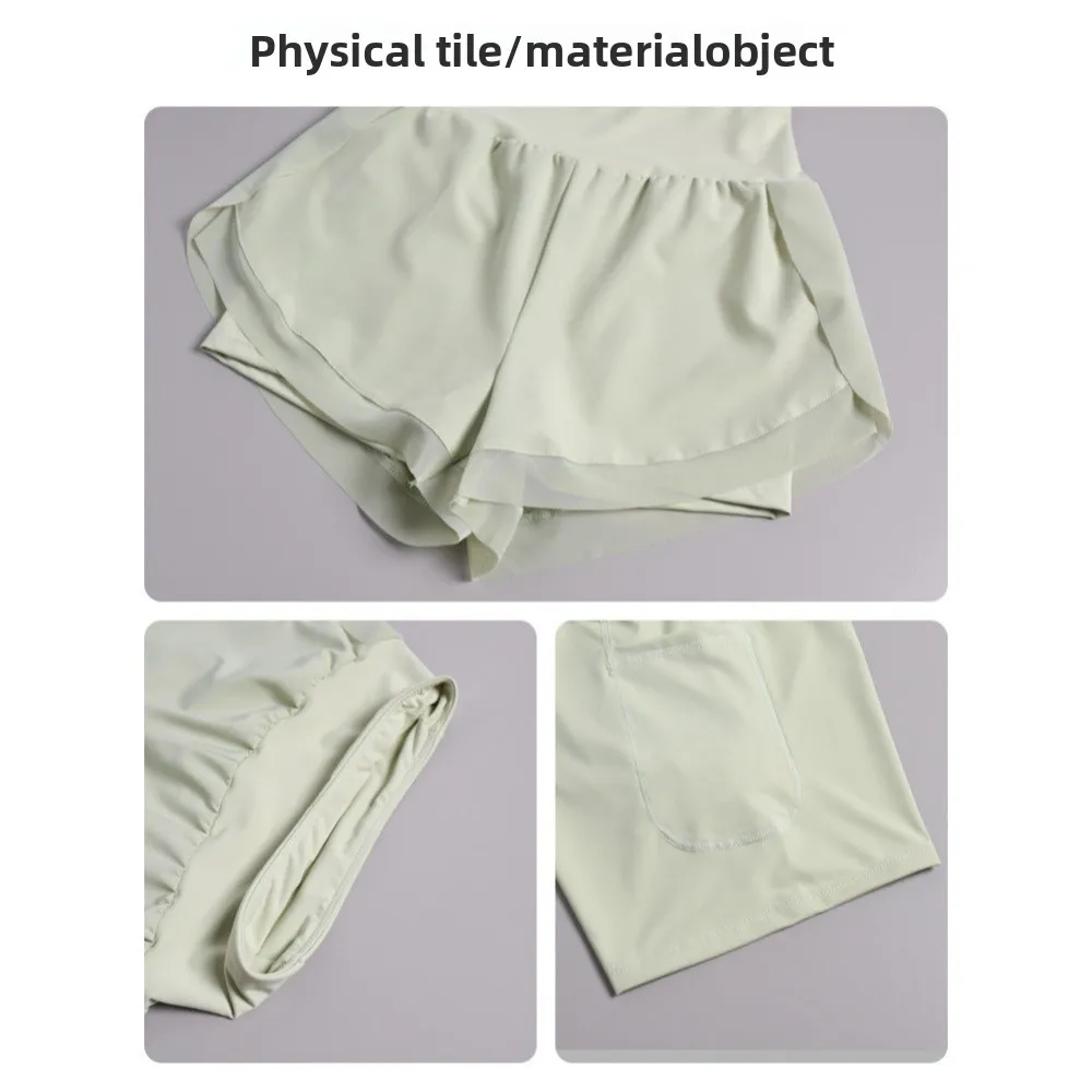 Dünne Schnelltrocknende Hosen Damen Yoga-Shorts Hohe Taille Nahtlose Yoga-Laufshorts Atmungsaktive Po-Lifting Damen-Sportbekleidung – Detail 3