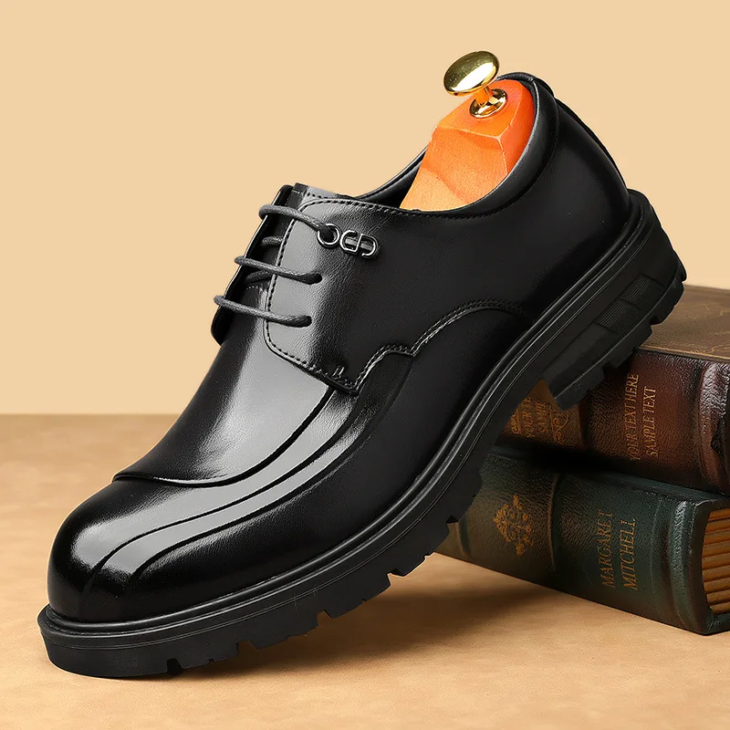 

2026 Autumn British Business Platform Shoes for Man Solid Color Fashion Casual Leather Shoes Male New Designer Wedding Shoe Man