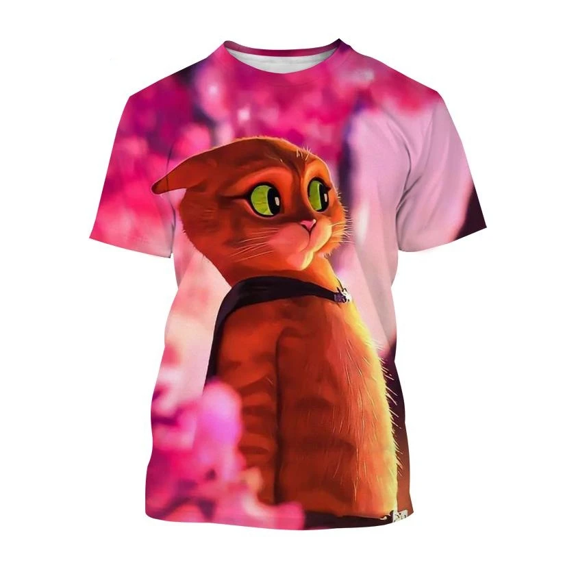 Hot sell New Animation Film Puss in Boots 3D printed T-shirt Western swordsman Zorro cute pet cat printed men and women T-shirt image 4