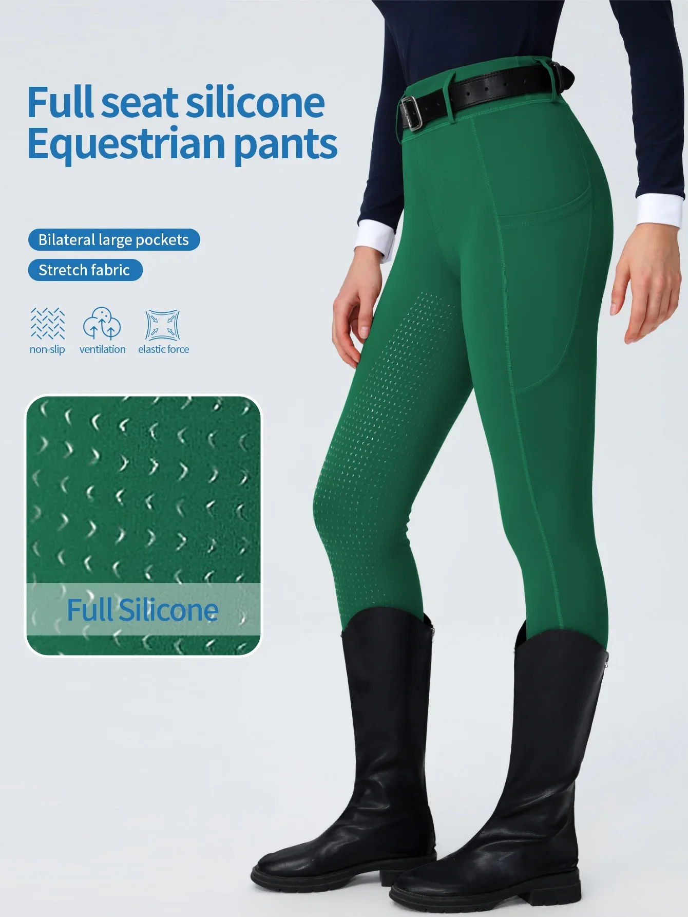 Women Professional High Waist Equestrian Breeches Full Seat Wear-resistant Anti-slip Silicone Horse Riding Pants for Equestrian