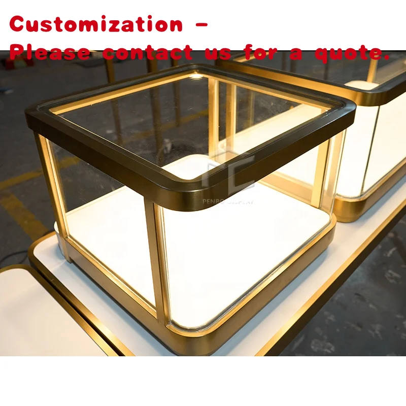 

на заказ. Роскошный стеклянный дисплей из нержавеющей стали со светодиодной подсветкой, витрина для ювелирных изделий, витрина для шкафа, витрина