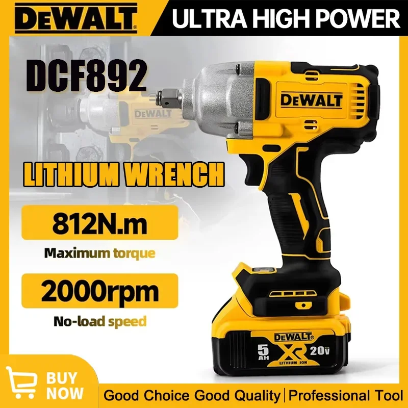 Dewalt DCF892 812N.m Brushless Electric Wrench 1/2 Inch Cordless Impact Driver High Torque Three Speed Auto Repair Power Tools