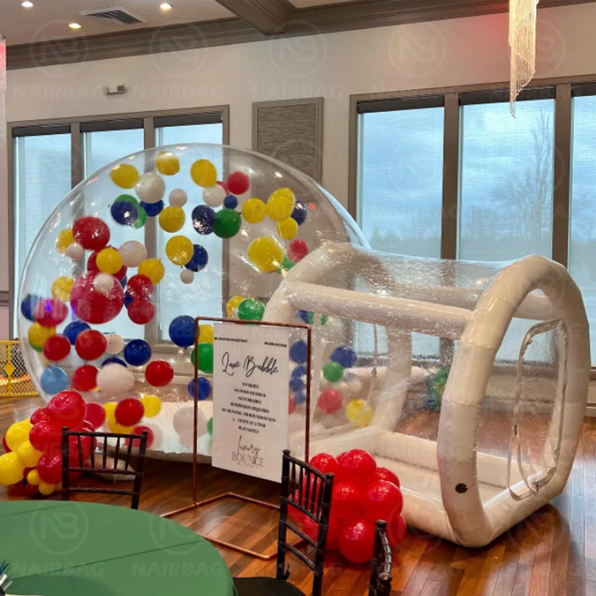 NAIRBAG 10ft aufblasbares Blasenballon-Hauszelt, Blasenhaus, Luftkuppelzelt, Gartenzelt mit Gebläsepumpe für Hochzeit und Party