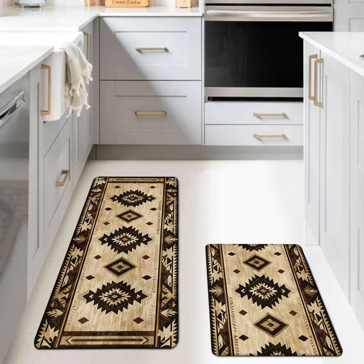 

South Western Geometric Kitchen Mat Entrance Doormat Decor Anti-slip Corridor Balcony Rugs Bedroom Beside Foot Mat Bathroom Mat