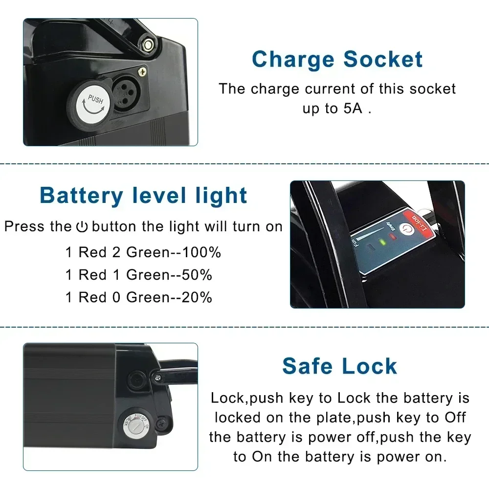 18650 Battery Pack for 36V/48V 10Ah 13Ah 16Ah 800W 500W Motor Lithium ion Silverfish 21700 Battery Pack High Quality Battery