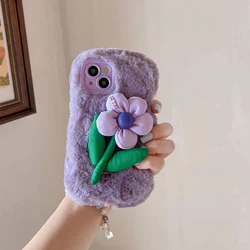 3D fabric floral plush phone case for iPhone 11 12 13 14 15 Plus Pro Max all-Inclusive girl TPU plush phone case