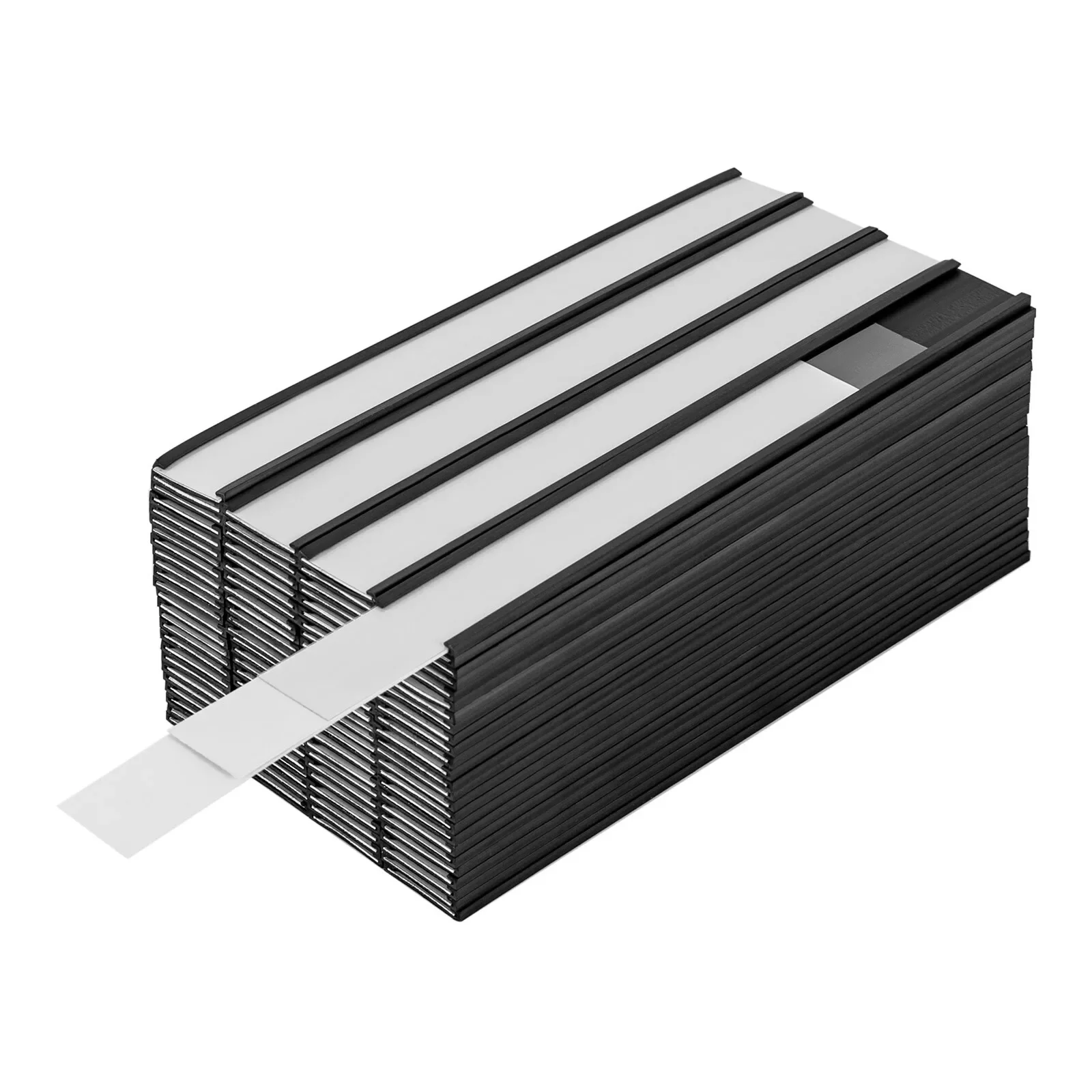 100 PCS Magnetic Shelf Label Holders Offices Schools Data Card Rack 1 x 8 Inch