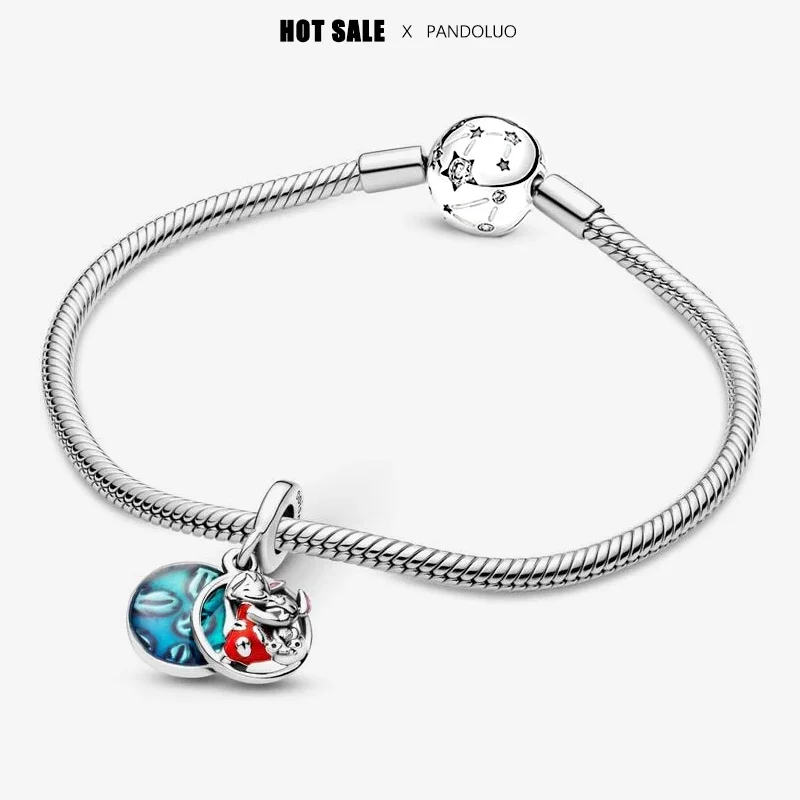 Mniso Disney Lilo Stitch Familie Bengelen Charm Kralen Past Pandora Armband Vrouwen 925 Zilveren Hanger Kraal 2023 Hot Sale Cadeau