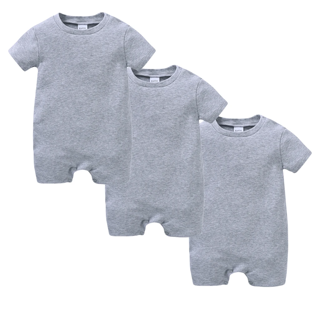 2025 Unisex Baby Rompers 3m 6m 9m 12m 100% Cotton Short Sleeve Newborn Solid Clothes Plain Design Infant Child Clothing