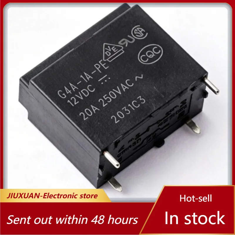 4 Pin 12VDC 24VDC Mini Power Relay G4A-1A-PE Single Pole Normally Open 20A Flux Proof PCB Mount Industrial Relay